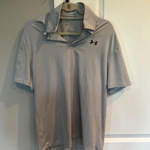 Men's Under Armour gray with white pinstripes polo